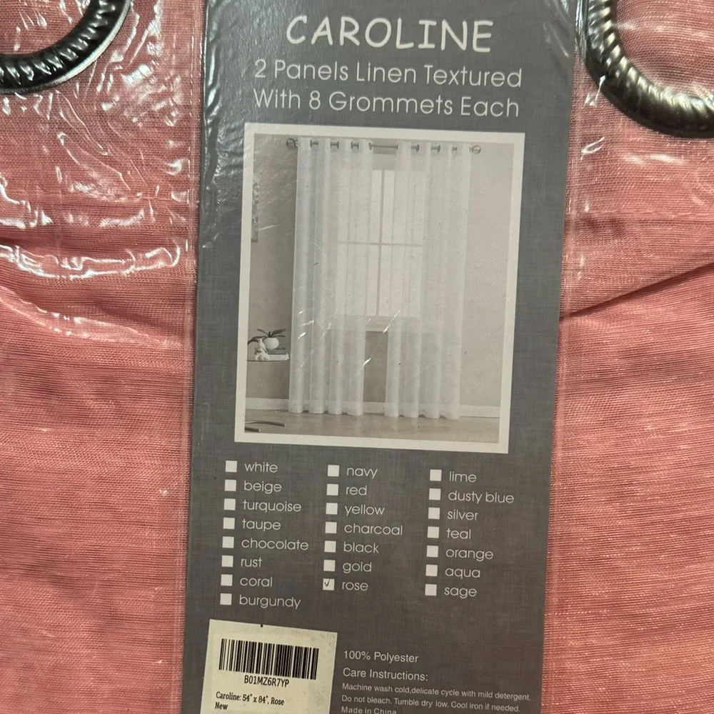 Caroline Rose 2 panels linen textured with 8 grommets each